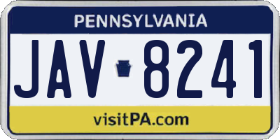 PA license plate JAV8241