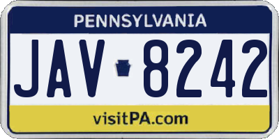 PA license plate JAV8242