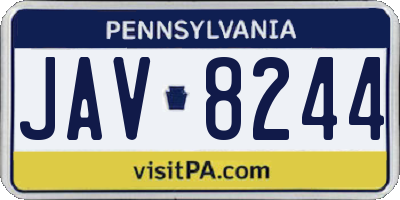 PA license plate JAV8244