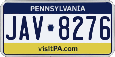 PA license plate JAV8276