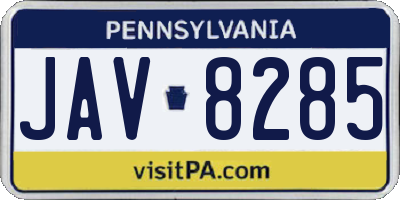 PA license plate JAV8285