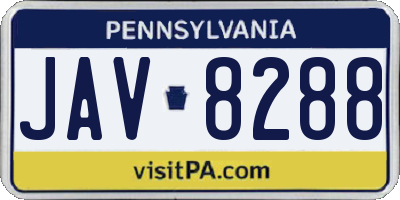 PA license plate JAV8288