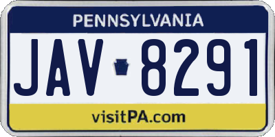 PA license plate JAV8291