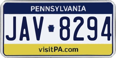 PA license plate JAV8294