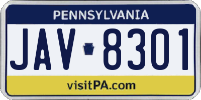 PA license plate JAV8301