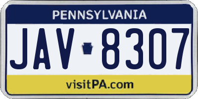 PA license plate JAV8307