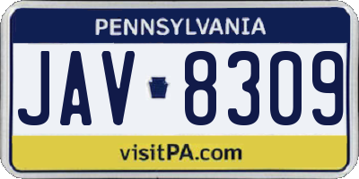 PA license plate JAV8309