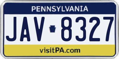 PA license plate JAV8327