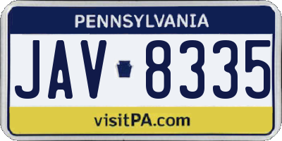 PA license plate JAV8335
