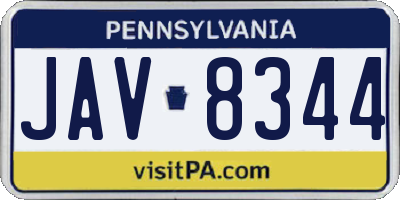 PA license plate JAV8344