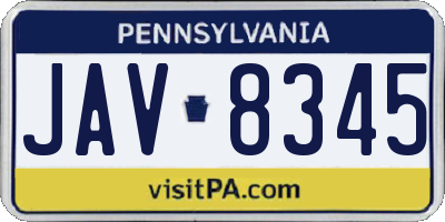 PA license plate JAV8345