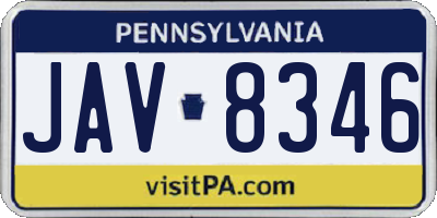 PA license plate JAV8346