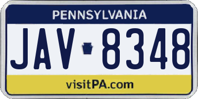 PA license plate JAV8348