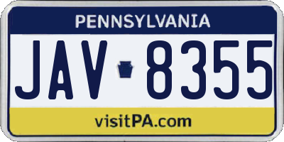 PA license plate JAV8355