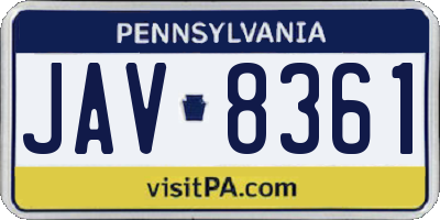 PA license plate JAV8361