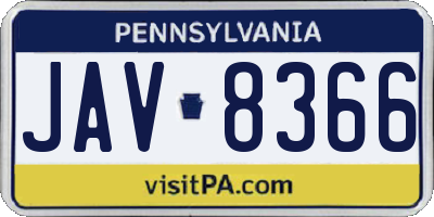 PA license plate JAV8366