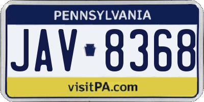 PA license plate JAV8368