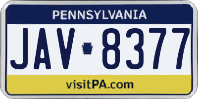 PA license plate JAV8377