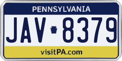PA license plate JAV8379