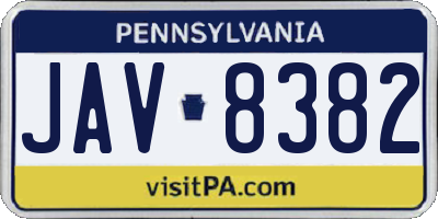 PA license plate JAV8382