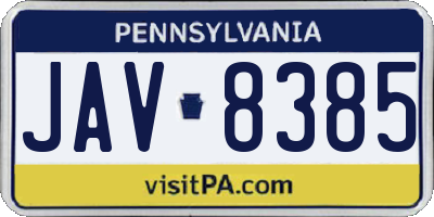 PA license plate JAV8385