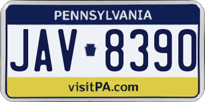 PA license plate JAV8390