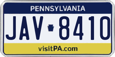 PA license plate JAV8410