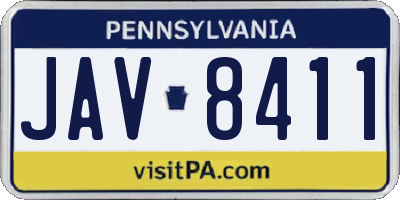 PA license plate JAV8411