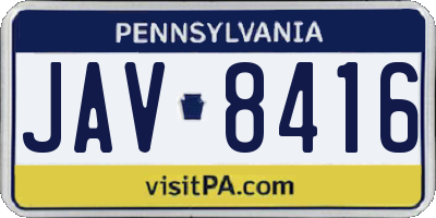 PA license plate JAV8416