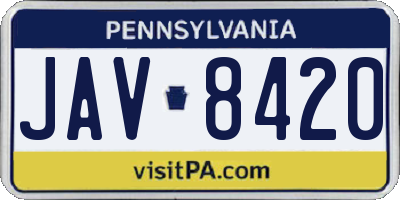 PA license plate JAV8420