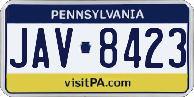 PA license plate JAV8423