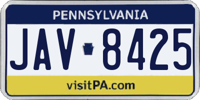 PA license plate JAV8425