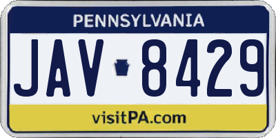 PA license plate JAV8429