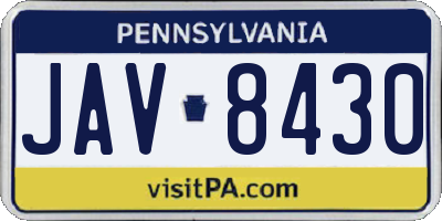PA license plate JAV8430