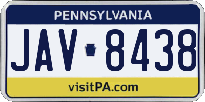 PA license plate JAV8438