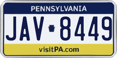 PA license plate JAV8449