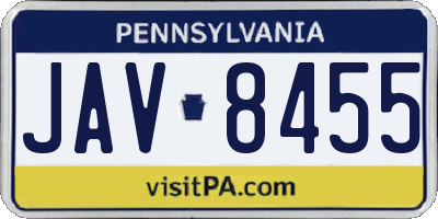 PA license plate JAV8455