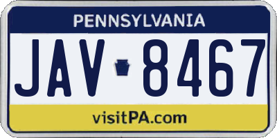 PA license plate JAV8467