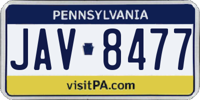 PA license plate JAV8477