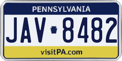 PA license plate JAV8482