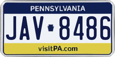 PA license plate JAV8486