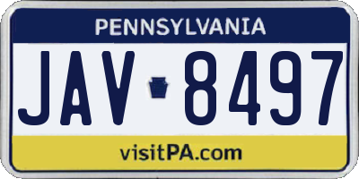 PA license plate JAV8497