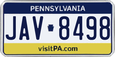 PA license plate JAV8498