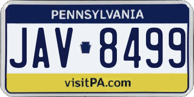 PA license plate JAV8499
