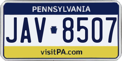 PA license plate JAV8507