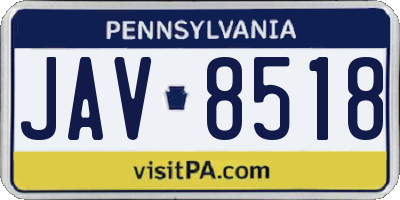 PA license plate JAV8518