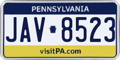 PA license plate JAV8523