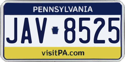 PA license plate JAV8525