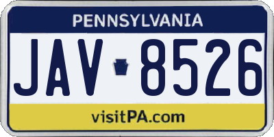 PA license plate JAV8526