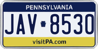 PA license plate JAV8530